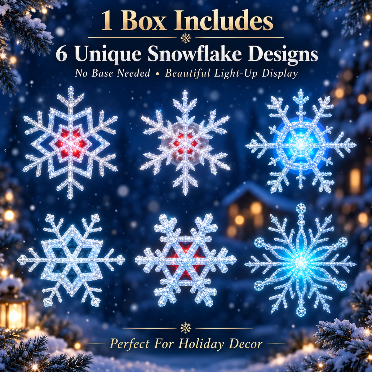 BILLHOL® 🎄WinterGlow Crystal LED Snowflake Lights | Elegant Blue & White Christmas Décor