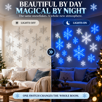 BILLHOL® 🎄WinterGlow Crystal LED Snowflake Lights | Elegant Blue & White Christmas Décor