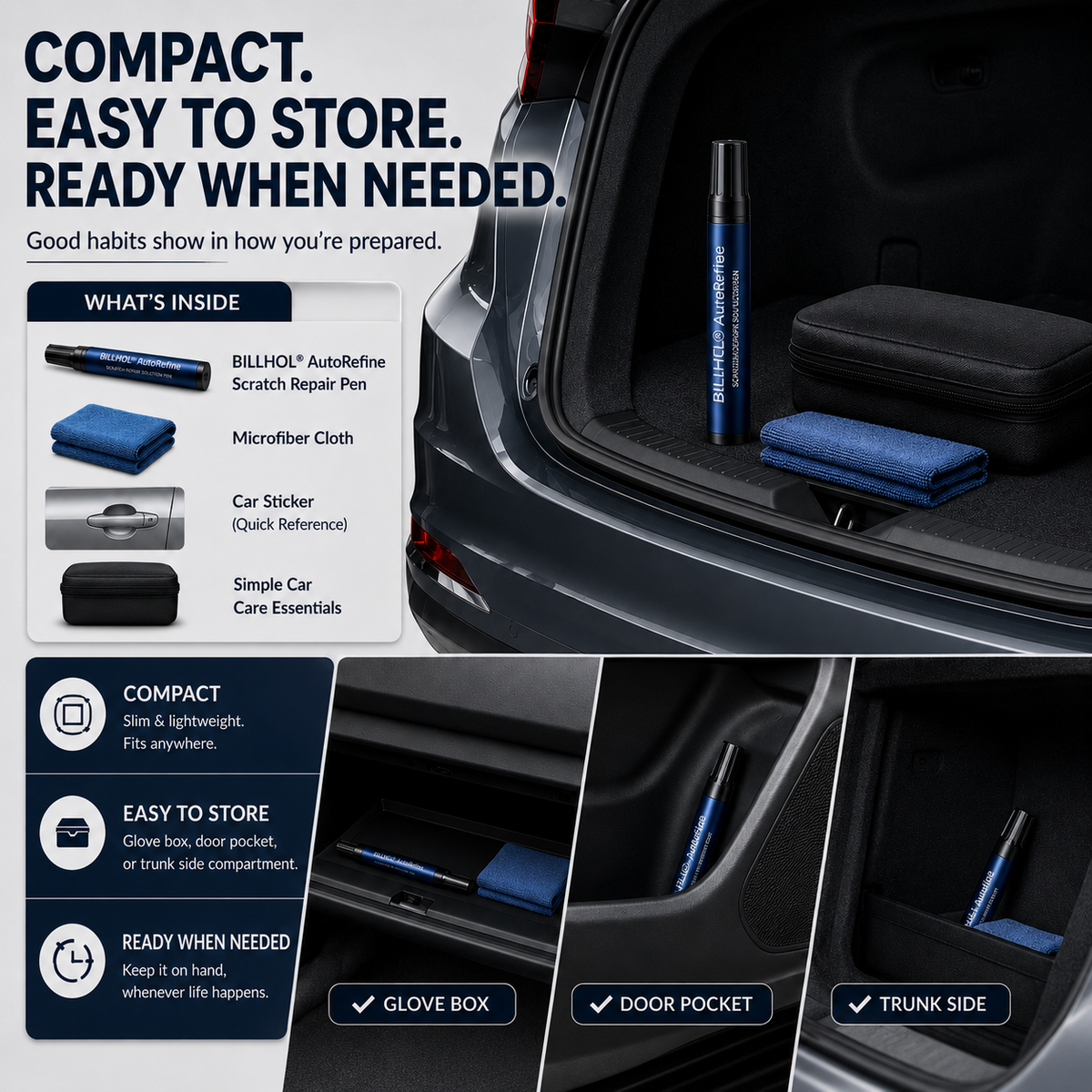 BILLHOL® 🚙AutoRefine Universal Clear-Coat Scratch Repair Pen — No Color Matching Required