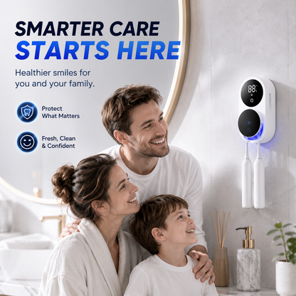 BILLHOL®🧊 WaveSense Touchless Advanced Dual-Toothbrush UV Sanitizing & Drying Station with Automatic Sensor Lid