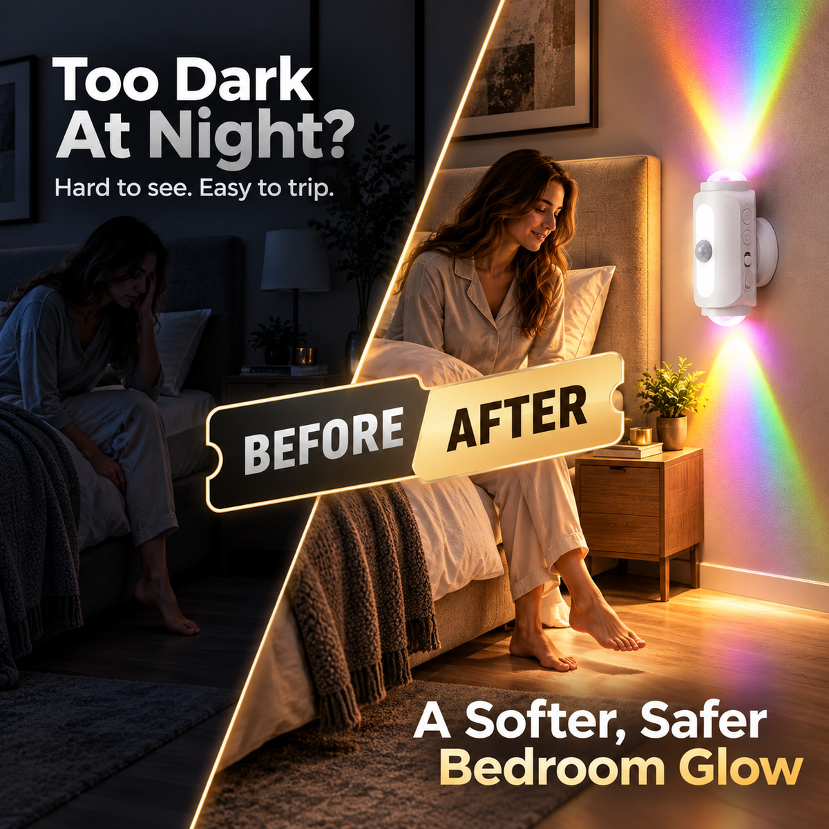 BILLHOL® SmartGlow Motion Sensor Wall Light – Rechargeable RGB & Warm Light