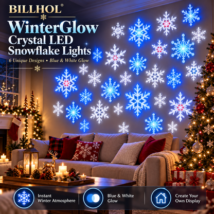 BILLHOL® 🎄WinterGlow Crystal LED Snowflake Lights | Elegant Blue & White Christmas Décor