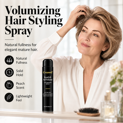 ⏳🔥 LIMITED-TIME 70% OFF! ⏰ Creawel® 🚚RootLift AirVolume Peach-Scented Styling Spray – Instant Root Lift, Fuller-Looking Hair & Flexible All-Day Hold