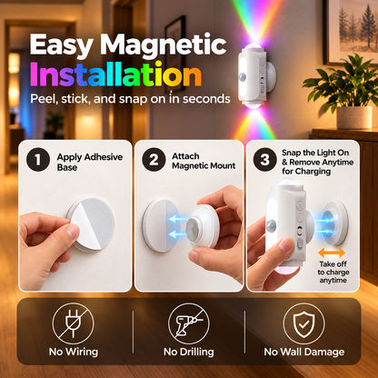 BILLHOL® SmartGlow Motion Sensor Wall Light – Rechargeable RGB & Warm Light
