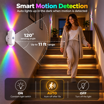 BILLHOL® SmartGlow Motion Sensor Wall Light – Rechargeable RGB & Warm Light