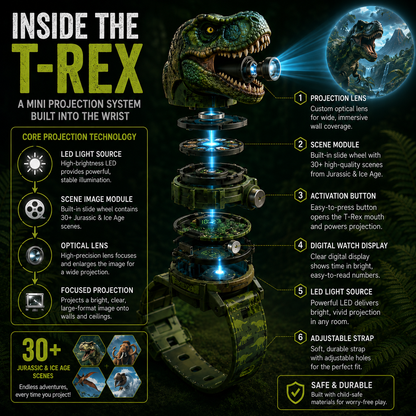 𝐁i𝐥𝐥𝐡𝐨𝐥® 3D Dinosaur Projection Watch