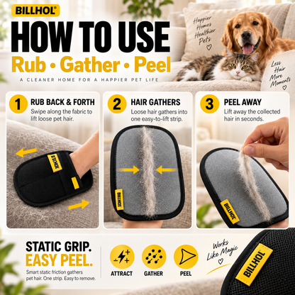 BILLHOL® 🔥FurReset Pro Pet Hair Remover Glove — Reusable Home & Car Fur Cleaning Tool