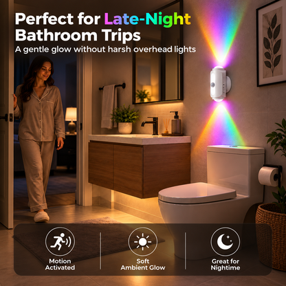BILLHOL® SmartGlow Motion Sensor Wall Light – Rechargeable RGB & Warm Light
