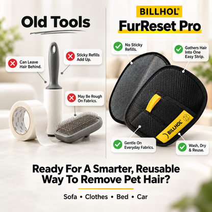 BILLHOL® 🔥FurReset Pro Pet Hair Remover Glove — Reusable Home & Car Fur Cleaning Tool