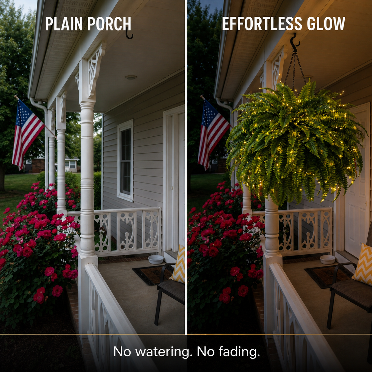 BILLHOL® Oversized Pre-Lit Artificial Boston Ferns - No Watering, No Fading