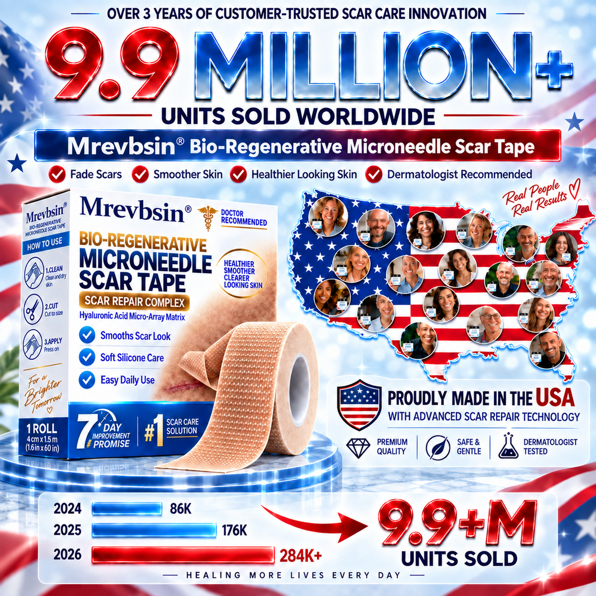 𝐎𝐟𝐟𝐢𝐜𝐢𝐚𝐥 𝐒𝐭𝐨𝐫𝐞 ①丨Mrevbsin® 🩹 Bio-Regenerative Microneedle Scar Tape——Remove all kinds of skin scars
