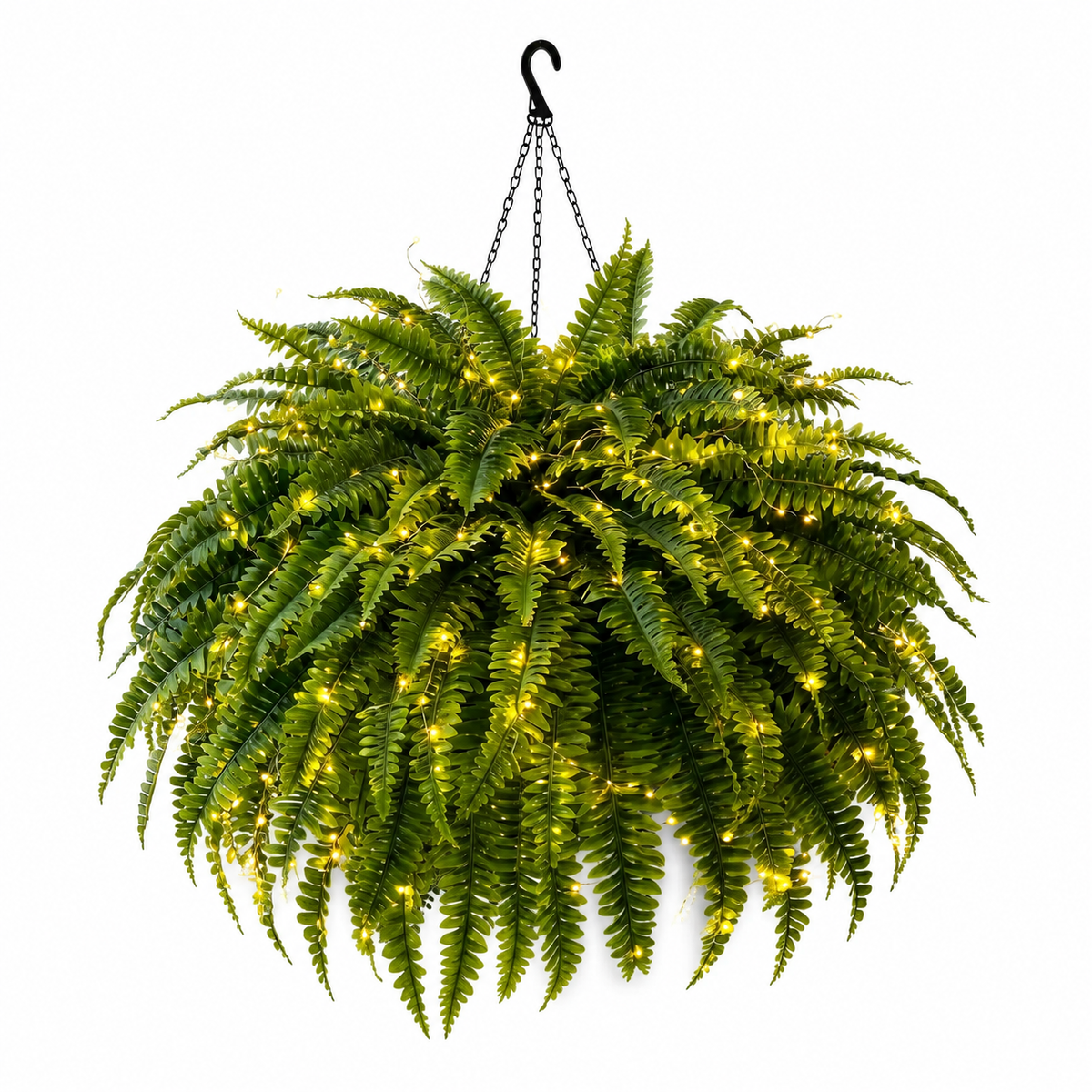 BILLHOL® Oversized Pre-Lit Artificial Boston Ferns - No Watering, No Fading