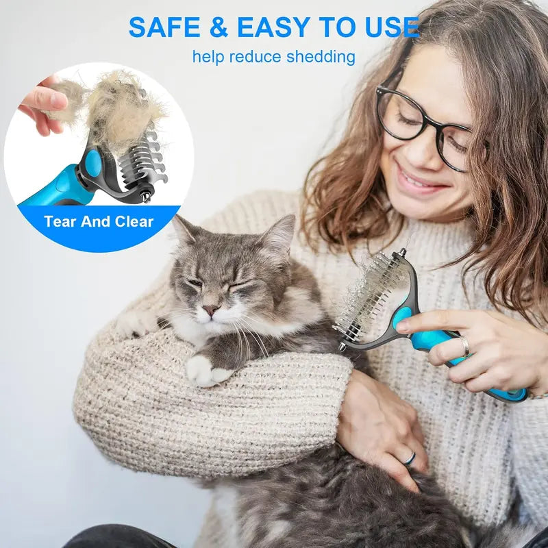 🐾 Double-Sided Pet Grooming Brush – Detangling & Loose Fur Care✂
