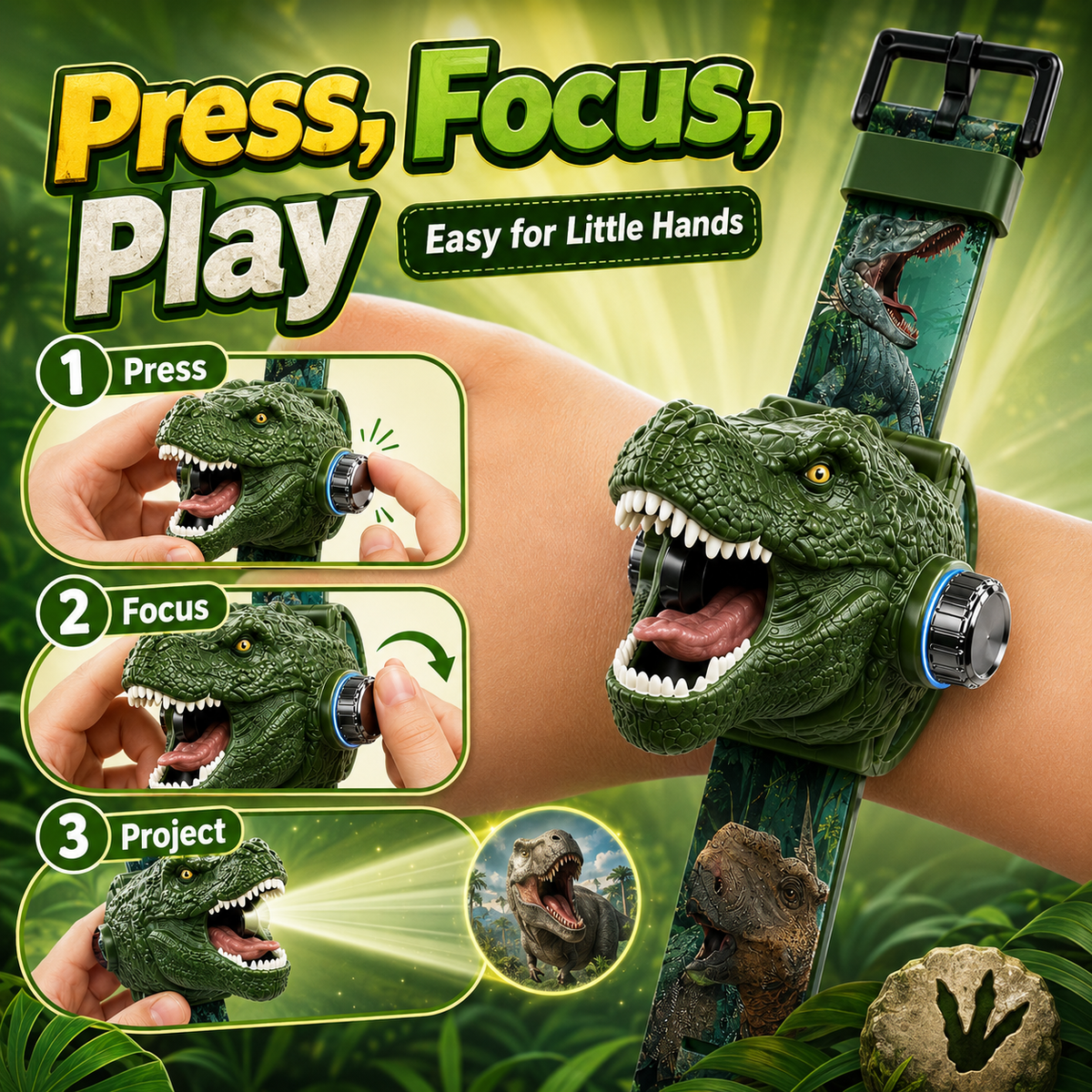 𝐁i𝐥𝐥𝐡𝐨𝐥® 3D Dinosaur Projection Watch