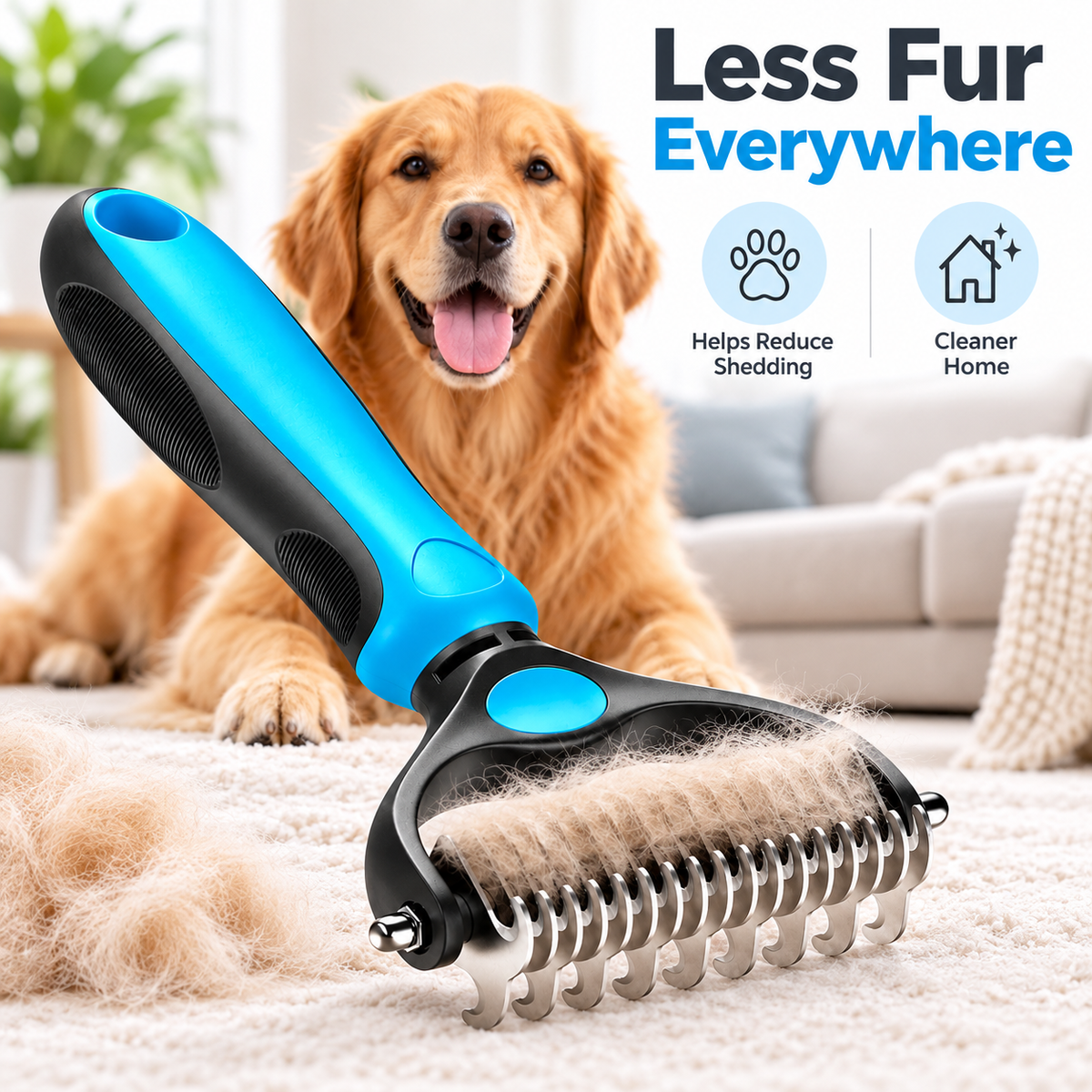 🐾 Double-Sided Pet Grooming Brush – Detangling & Loose Fur Care✂