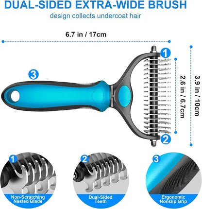 🐾 Double-Sided Pet Grooming Brush – Detangling & Loose Fur Care✂