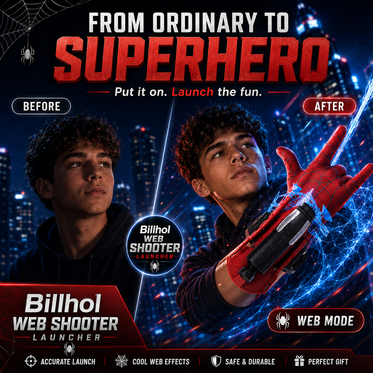 Billhol® Web Shooter Launcher – Premium Hero Action Collection