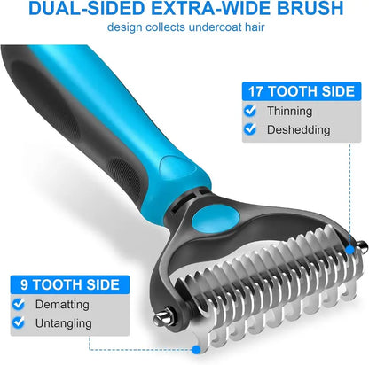 🐾 Double-Sided Pet Grooming Brush – Detangling & Loose Fur Care✂